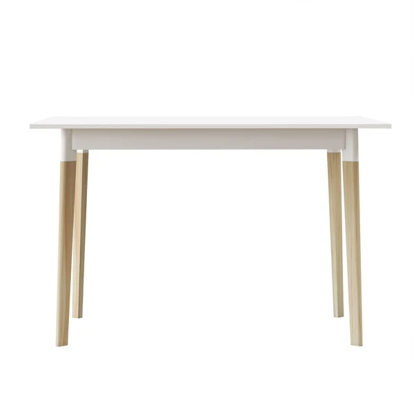 Biela Moderný Jedálenský Stôl 47 Palec Kuchynský Stôl Obdĺžnikový Top s Masívneho Dreva Nohu