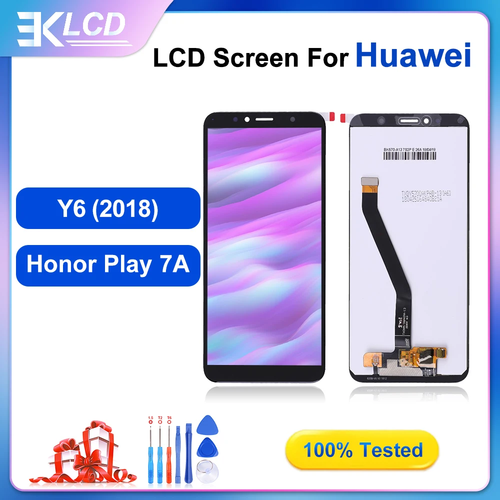 100% Nový LCD Displej Pre Huawei Y6 (2018)/Česť Hrať 7A OEM Dotykový Displej Digitalizátorom. Nahradenie Montáž Častí a Darčeky Zadarmo