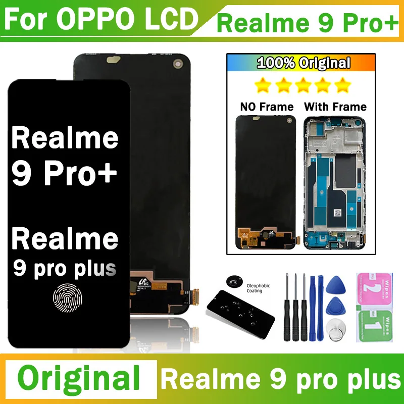 Pôvodný Pre OPPO Realme 9 Pro+ RMX3392, RMX3393 LCD Displej Dotykový Panel Obrazovky Digiziter Na Realme 9 Pro 9Pro Plus LCD Rám